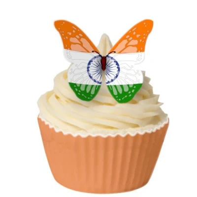 Image of 24 Edible Pre Cut Wafer Butterfly Cake Toppers: India