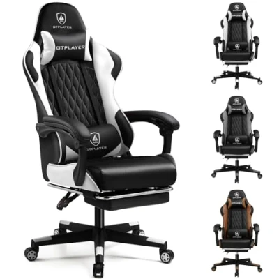 Image of GTPLAYER Gaming Chair, Ergonomic Computer Chair with Footrest, Headrest and Lumbar Support Height Adjustable 360 Swivel Office Desk