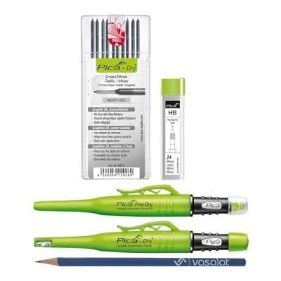 Image of vasalat Pica Marker Set Fine Dry 0.9 + 10 Refills Graphite 2B Multi Use 24 HB