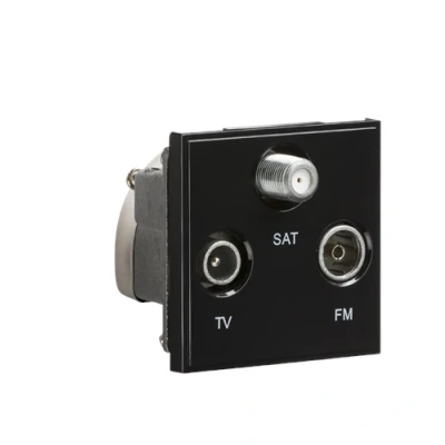 Image of KnightsBridge Triplexed TV /FM DAB/ SAT Outlet Module 50 x 50mm Black