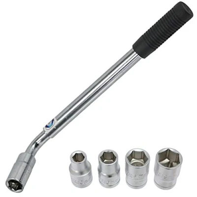 Image of Spares2go Extendable Wheel Nut Socket Wrench 10mm 13mm 17mm 19mm Brace Breaker Power Bar 1/2&quot; dr