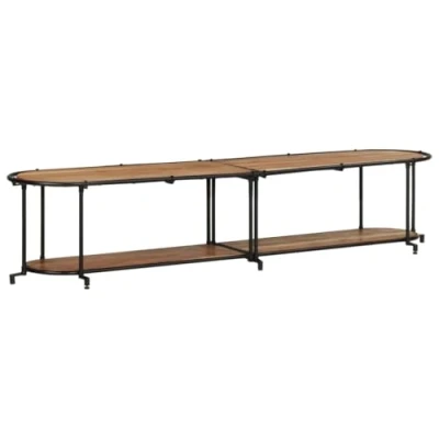 Image of vidaXL TV Cabinet Stand Unit 200x42x40 cm Solid Acacia Wood with Iron Frame Industrial Style Brown and Black Ample Storage Space