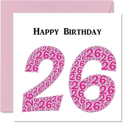 Image of Fun 26th Birthday Cards for Woman Shapecloud Happy Card Son Daughter Brother Sister Uncle Auntie Niece Nephew Cousin, 145mm x Greeting Cards,