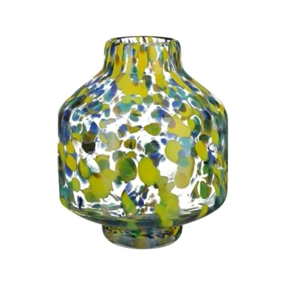 Image of GILDE Decorative Vase Flower Glass Gift for Women Birthday Decoration Spring Easter Colour: Transparent Yellow Green Blue Height 22 cm