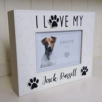 Image of Jack Russell Dog Photo Frame I Love My Or Puppy 20 Assorted Breeds Available 6x4&quot;