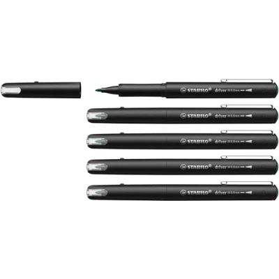 Image of STABILO dr!ver Premium Felt Tip Pen Medium Pack of 5 Green