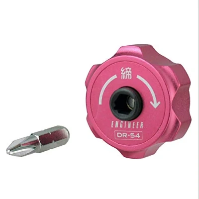 Image of low profile stubby ratcheting palm screwdriver. ENGINEER dr 54 , Red