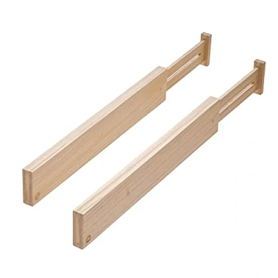 Image of iDesign EcoWood Pack of 2 Drawer Organiser Units, Paulownia Wood Dividers for The Kitchen, Kitchen Storing Cutlery and Utensils, Beige