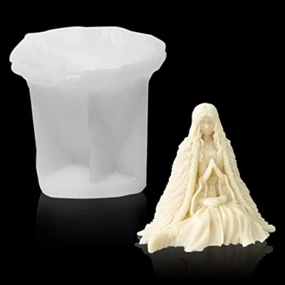 Image of DIYBravo 3d Resin Mould Witch Lanni Statue Priestess Candle Silicone Halloween Ornament Epoxy Casting Art for DIY Craft Décor