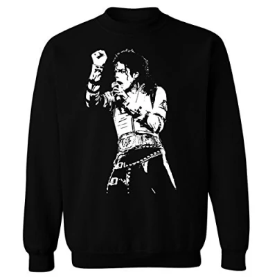 Image of Flip Michael Jackson King of Pop Icon Crew Neck Sweatshirt Black (M)
