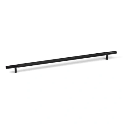 Image of Knurled Matt Black Kitchen Cupboard Bar Handle 320mm Hole Centres 10 Pack T Cabinet Drawer Pull