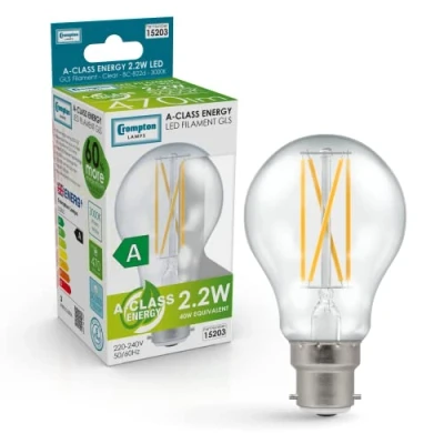 Image of Crompton LED GLS Filament Class A 2.2W 470lm 3000K BC B22d