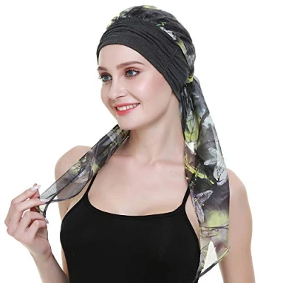 Image of Soft Women Head Scarf Chemo Headcover Sleep Hats Turbans HairWrap for Cancer