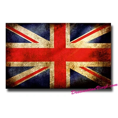 Image of 2 x Glossy Vinyl Stickers Union Jack Flag Distressed England #0006 (As Shown.)