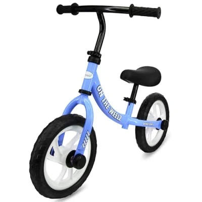 Image of Crystals 12 Balance Bike 2+ Year Old Boys and Girls, Training Bicycle for Kids Toddlers with Adjustable Seat/Handlebar Lightweight Fun Outdoor Play (Blue)