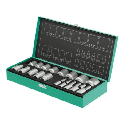 Image of Socket Set inch 1/4 &amp; 1/2 24 pcs by WIESEMANN 1893 I Sockets in Sizes 5/32&quot; 9/16 from The Encore Series with Practical Tool Box 81512