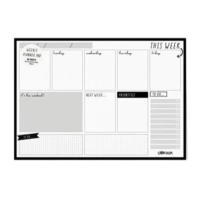 Image of Pukka Pad Carpe Diem Weekly Planner for Daily Organization, Scheduling, &amp; Appointments Includes To Do List, Weekend, Priority Sections, 60 Sheets Tear Off Sheets, 11.7 x 8.3in, Black