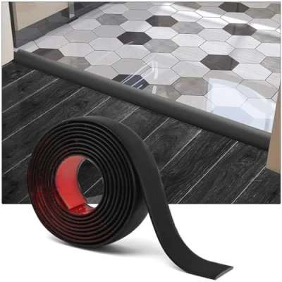 Image of Art3d Self Adhesive Vinyl Floor Transition Strip,Laminate Strip Flat Divider for Joining Gaps,Carpet Threshold Transition,Floor Tiles（10 FT, 1.57in, Black）