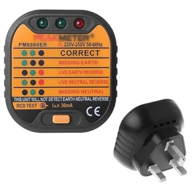 Image of Socket Tester, 220 250V Circuit Polarity Voltage Detector Electric Mains Outlet Tester UK with LCD Display Rcd GFCI Plug Suitable for Power Wiring Detection