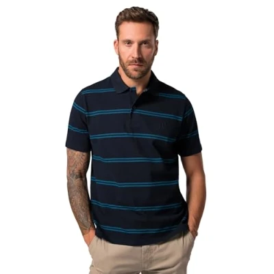 Image of JP 1880 Men&#039;s Poloshirt, Ringel, Piquee, 1/2 Polo Shirts, Navy Blue, XXL