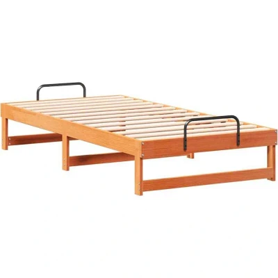 Image of Bed Frame with Carry Handles Brown Solid pine wood Vidaxl