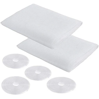 Image of 2 Pack Window Insect Screen Net with 4 Rolls Self Adhesive Tapes, Fly Bug Mesh Mosquito Protector Kit, 1.3m x 1.5m, White