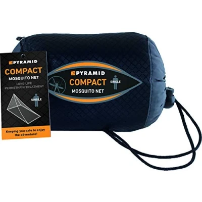 Image of Pyramid Premium Mosquito Net Compact Single Permethrin Treated in White for Bed