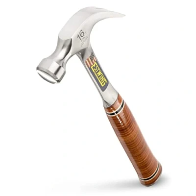 Image of Estwing E16C Curved Claw Hammer Leather Grip 450g (16oz), Silver