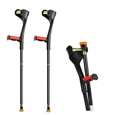 Image of GHARAZ 1 Pair Folding Forearm Crutches (Closed Cuff), Height Adjustable Walking Crutches, Adults Orthopaedic Ergonomic
