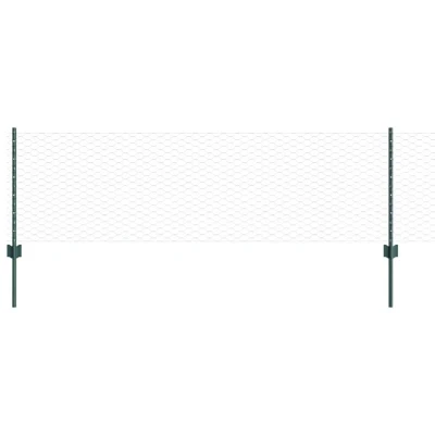 Image of vidaXL Fence Posts 11 pcs U Channel Green 60 cm Steel