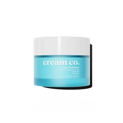 Image of Cream co. 50ml Cloud Moisturiser Face for Women &amp; Men, Sensitive Skin Types, Hyaluronic Acid, Ceramides, Squalene, Hydrates, Repairs, Hydrates and Calms the Skin, Vegan
