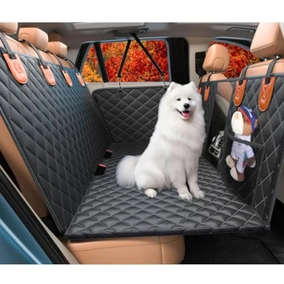 Image of Crossarctic Dog Car Seat Cover for Dogs Waterproof &amp; Foldable Cover, Non Slip Hammock Back with Hard Bottom Cars, Trucks and SUVs, Suit Travel Camping