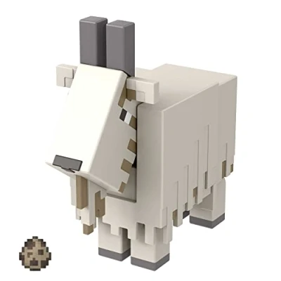 Image of Minecraft Goat Action Figure, 3.25 in, with 1 Build a Portal Piece &amp; Accessory, Building Toy Inspired by Video Game, Collectible Gift for Fans Kids Ages 6+, HDV15