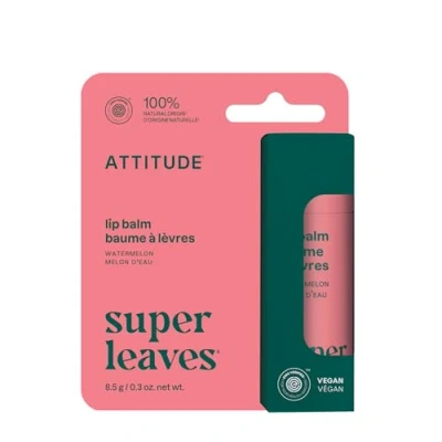 Image of ATTITUDE Lip Balm, Natural Origin, Nourishes &amp; Protects, Shea Butter, Coconut Castor Oils, EWG Verified, For Dry Lips, Men and Women, Vegan, Watermelon, 8.5 g