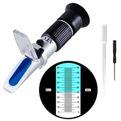 Image of XinJiaYi Sugar Refractometer 0 90% Handheld Brix High Accuracy Measurement with ATC for Fruit, Beverages and Juice, Honey, Maple Syrup, Molasses Other Sugary Drinks