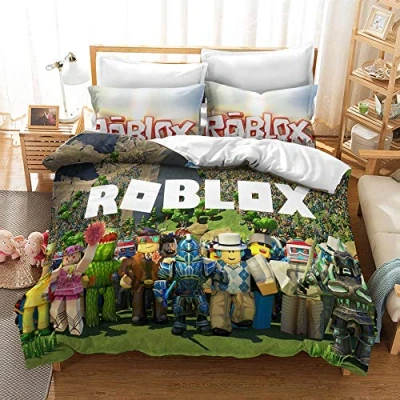 Image of King Bedding Duvet Cover Set Game Roblox 3 Piece Microfiber Comforter Quilt and 2 Pillow Shams for Men Women (pattern 02,Single(135x200cm))