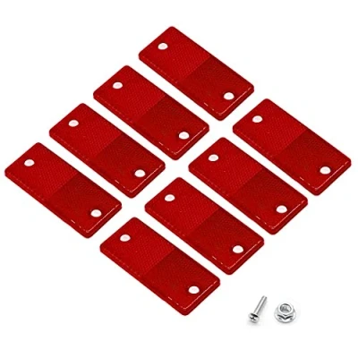 Image of ETUKER 8 Pack Rear Reflector, Rectangular Reflectors Screw on Safety Reflective, Post Reflectors, for Gate Posts Caravan/Truck/Trailer/Boat/Motorcycle Fence Posts(Red)