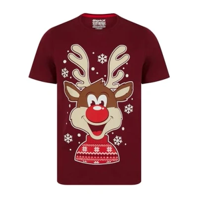 Image of Tokyo Laundry Men&#039;s &#039;Snowflake Reindeer&#039; Funny Novelty Printed Christmas T Shirt