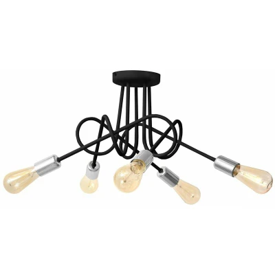 Image of Oxford Multi Arm Semi Flush Ceiling Light Black, Chrome 50cm