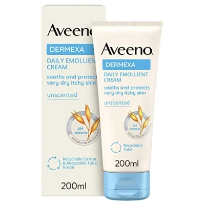 Image of Aveeno Dermexa Daily Emollient Cream (1x 200ml), Enriched with Triple Oat Complex and Ceramides for Sensitive Skin, Soothing Relief from Itchy, Dry Skin Prone to Eczema