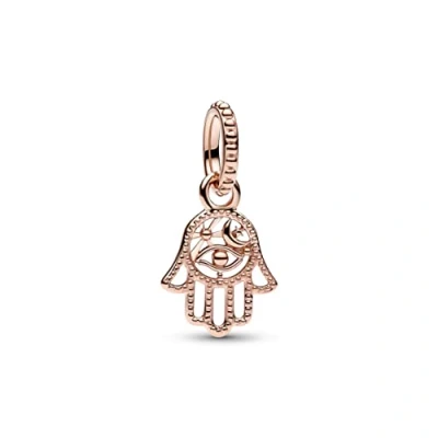Image of Pandora Moments Hamsa hand 14k rose gold plated dangle