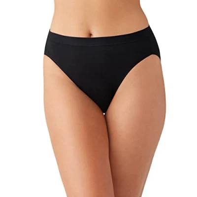 Image of Wacoal Women&#039;s Understated Cotton Hi Cut Brief Panty, Black, XXL