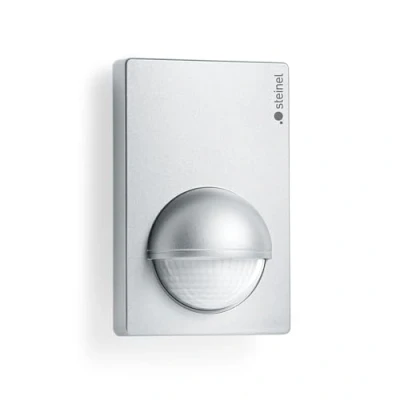 Image of Steinel Motion Sensor IS 180 2 Silver, PIR Detector, 12 m Reach, max. 1000 W for 6 LED Lights, Twilight Switch