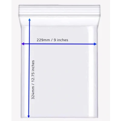 Image of A4 Grip Seal Bags 9 x 12.75 INCH 229 324mm Plain Transparent (25)