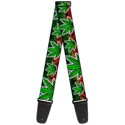 Image of Buckle Down GS W31348 &quot;Marijuana Haze Rasta/White&quot; Guitar Strap