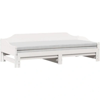 Image of vidaXL Daybed with Trundle without Mattress White 90x190 cm Single Solid Wood