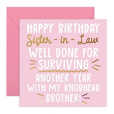 Image of Central 23 Funny Birthday Card for Her &#039;Happy Sister in Law&#039; Happy law Cheeky Greeting Comes with Fun Stickers