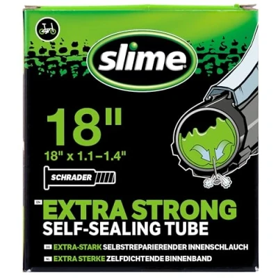 Image of Slime 30095 Bike Inner Tube with Puncture Sealant, Self Sealing, Prevent and Repair, Schrader Valve 18 x 1.1 1.4