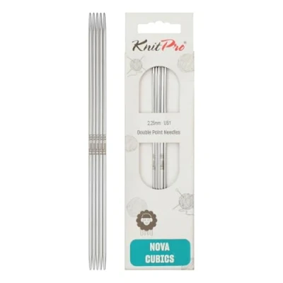 Image of KnitPro 20 cm x 2.25 mm Nova Cubics Double Pointed Needles, Shiny Brass, Laiton Brillant