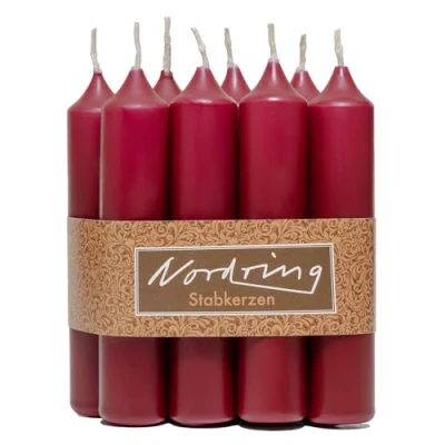 Image of Nordring Taper Candles Red 2.2 x 11 cm High Pack of 8